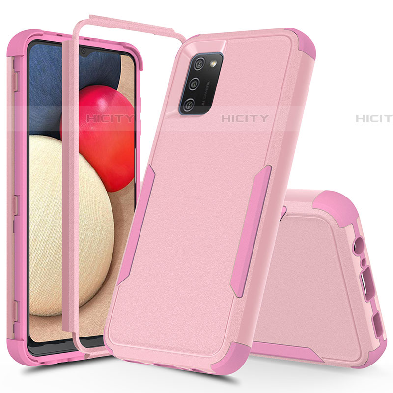 Silikon Hülle Handyhülle und Kunststoff Schutzhülle Hartschalen Tasche Vorder und Rückseite 360 Grad Ganzkörper MQ1 für Samsung Galaxy A03s Rosegold Plus