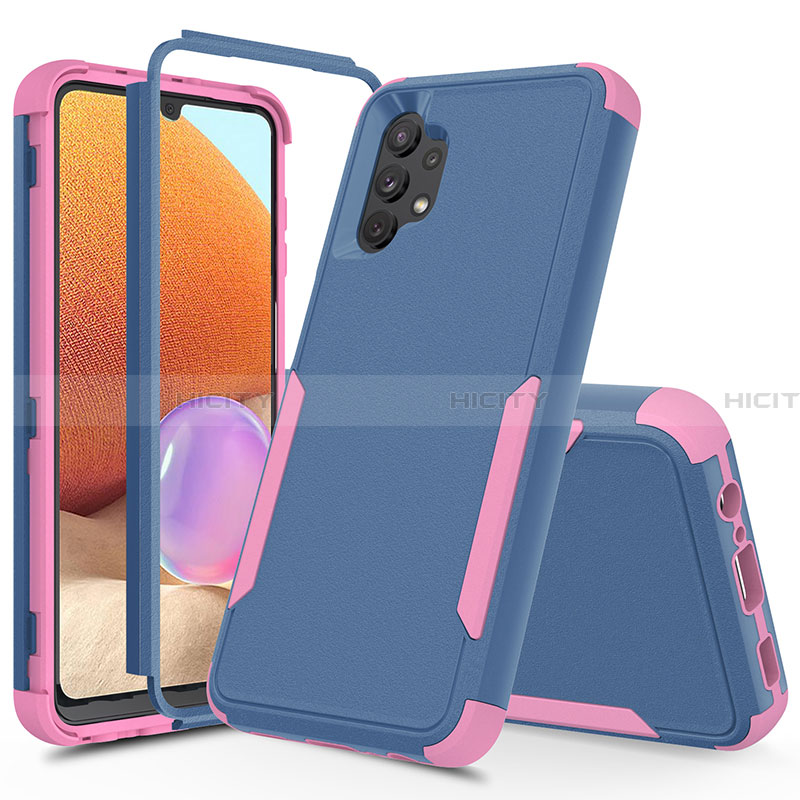 Silikon Hülle Handyhülle und Kunststoff Schutzhülle Hartschalen Tasche Vorder und Rückseite 360 Grad Ganzkörper MQ1 für Samsung Galaxy A32 4G Pink Plus