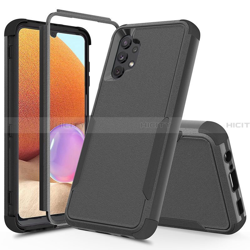 Silikon Hülle Handyhülle und Kunststoff Schutzhülle Hartschalen Tasche Vorder und Rückseite 360 Grad Ganzkörper MQ1 für Samsung Galaxy A32 4G Schwarz