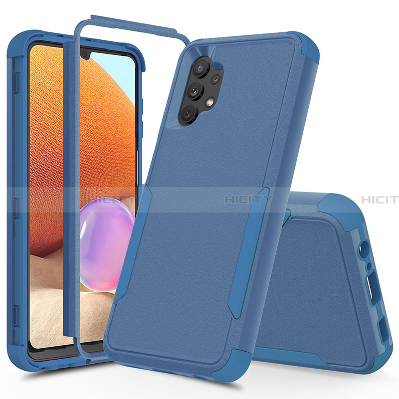 Silikon Hülle Handyhülle und Kunststoff Schutzhülle Hartschalen Tasche Vorder und Rückseite 360 Grad Ganzkörper MQ1 für Samsung Galaxy A32 5G Blau