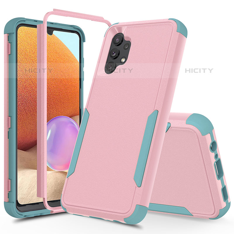 Silikon Hülle Handyhülle und Kunststoff Schutzhülle Hartschalen Tasche Vorder und Rückseite 360 Grad Ganzkörper MQ1 für Samsung Galaxy M32 5G Rosa Plus