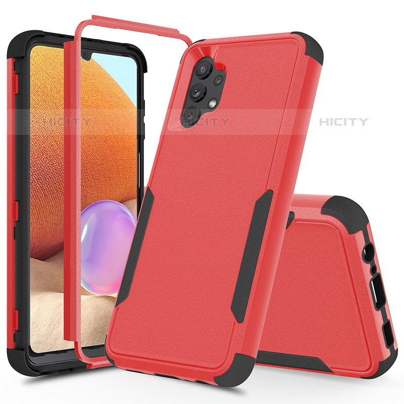 Silikon Hülle Handyhülle und Kunststoff Schutzhülle Hartschalen Tasche Vorder und Rückseite 360 Grad Ganzkörper MQ1 für Samsung Galaxy M32 5G Rot Plus