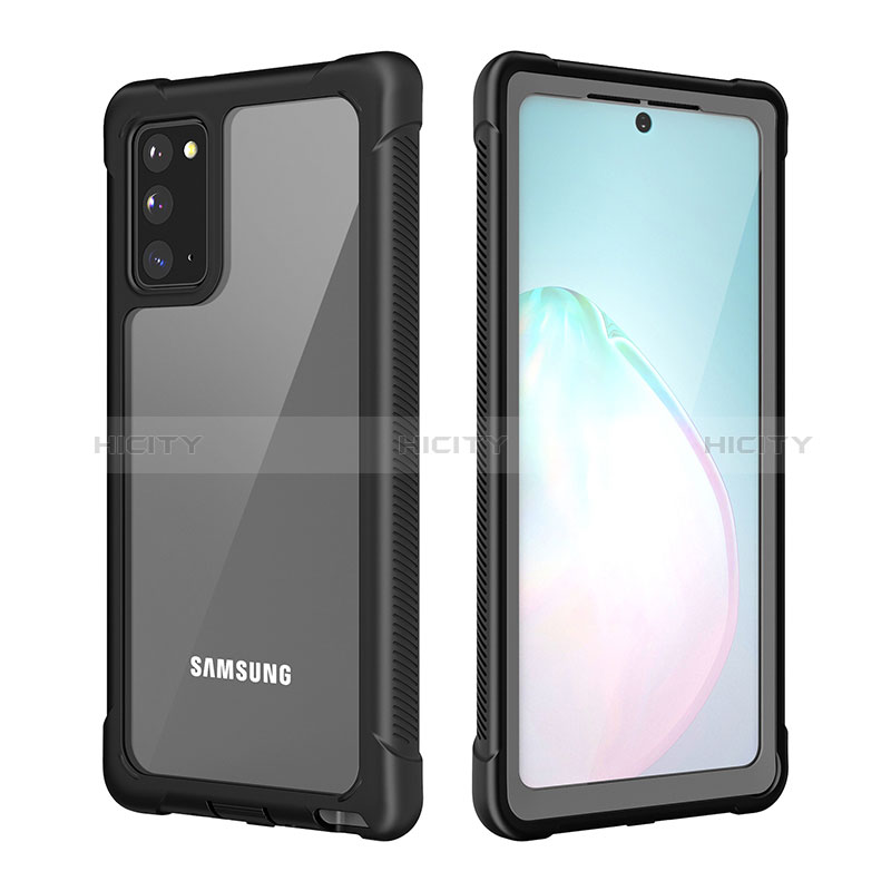 Silikon Hülle Handyhülle und Kunststoff Schutzhülle Hartschalen Tasche Vorder und Rückseite 360 Grad Ganzkörper U01 für Samsung Galaxy Note 20 5G Schwarz