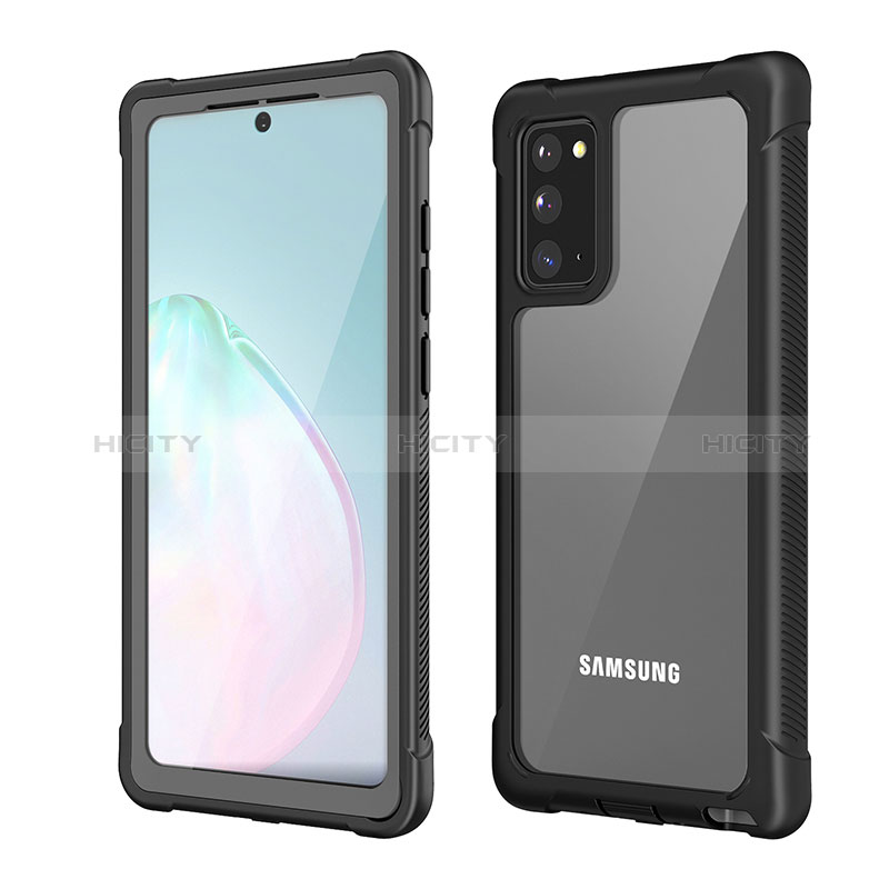 Silikon Hülle Handyhülle und Kunststoff Schutzhülle Hartschalen Tasche Vorder und Rückseite 360 Grad Ganzkörper U01 für Samsung Galaxy Note 20 5G Schwarz