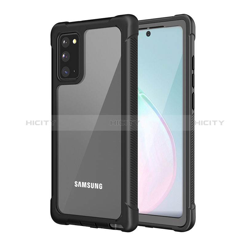 Silikon Hülle Handyhülle und Kunststoff Schutzhülle Hartschalen Tasche Vorder und Rückseite 360 Grad Ganzkörper U01 für Samsung Galaxy Note 20 5G Schwarz