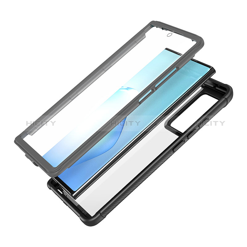 Silikon Hülle Handyhülle und Kunststoff Schutzhülle Hartschalen Tasche Vorder und Rückseite 360 Grad Ganzkörper U01 für Samsung Galaxy Note 20 Ultra 5G Schwarz groß