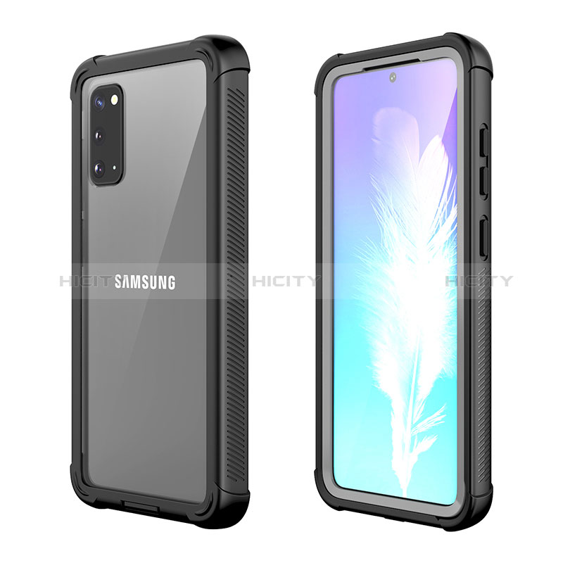 Silikon Hülle Handyhülle und Kunststoff Schutzhülle Hartschalen Tasche Vorder und Rückseite 360 Grad Ganzkörper U01 für Samsung Galaxy S20 5G Schwarz