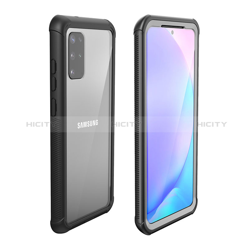 Silikon Hülle Handyhülle und Kunststoff Schutzhülle Hartschalen Tasche Vorder und Rückseite 360 Grad Ganzkörper U01 für Samsung Galaxy S20 Plus 5G Schwarz