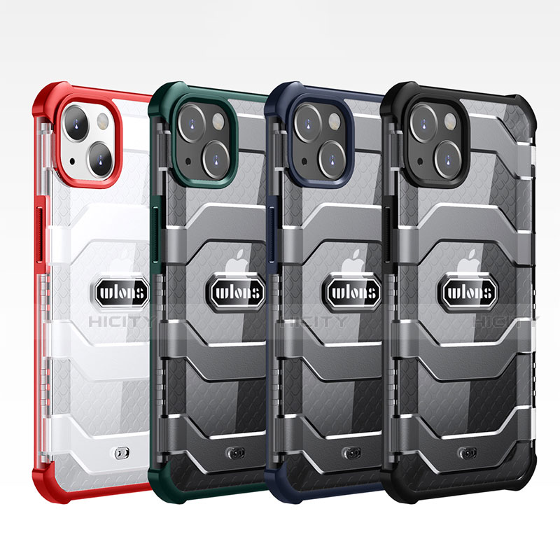 Silikon Hülle Handyhülle und Kunststoff Schutzhülle Hartschalen Tasche Vorder und Rückseite 360 Grad Ganzkörper U02 für Apple iPhone 14 groß