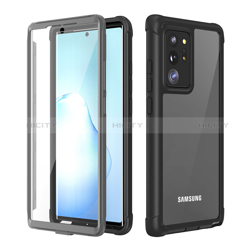 Silikon Hülle Handyhülle und Kunststoff Schutzhülle Hartschalen Tasche Vorder und Rückseite 360 Grad Ganzkörper U02 für Samsung Galaxy Note 20 Ultra 5G Schwarz Plus