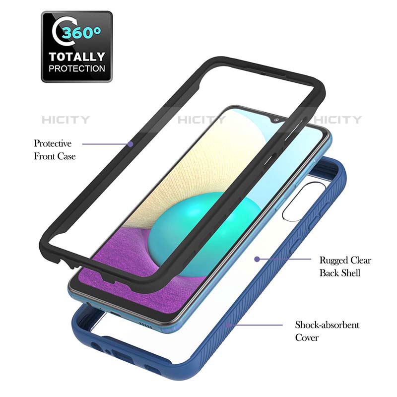 Silikon Hülle Handyhülle und Kunststoff Schutzhülle Hartschalen Tasche Vorder und Rückseite 360 Grad Ganzkörper U03 für Samsung Galaxy M02 groß