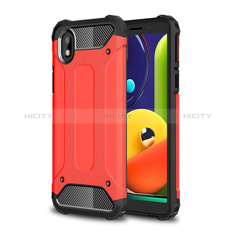 Silikon Hülle Handyhülle und Kunststoff Schutzhülle Hartschalen Tasche WL1 für Samsung Galaxy A01 Core Rot