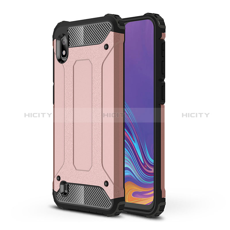 Silikon Hülle Handyhülle und Kunststoff Schutzhülle Hartschalen Tasche WL1 für Samsung Galaxy A10 Rosegold