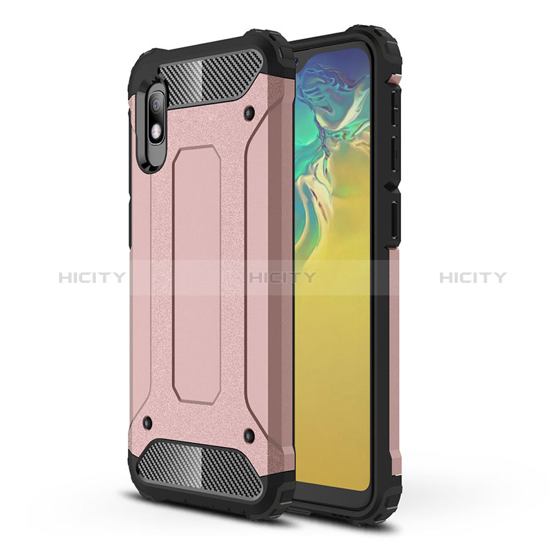 Silikon Hülle Handyhülle und Kunststoff Schutzhülle Hartschalen Tasche WL1 für Samsung Galaxy A10e Rosegold Plus