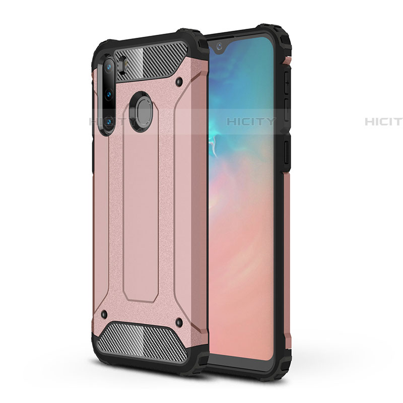 Silikon Hülle Handyhülle und Kunststoff Schutzhülle Hartschalen Tasche WL1 für Samsung Galaxy A21 European Rosegold