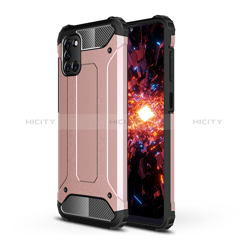 Silikon Hülle Handyhülle und Kunststoff Schutzhülle Hartschalen Tasche WL1 für Samsung Galaxy A31 Rosegold