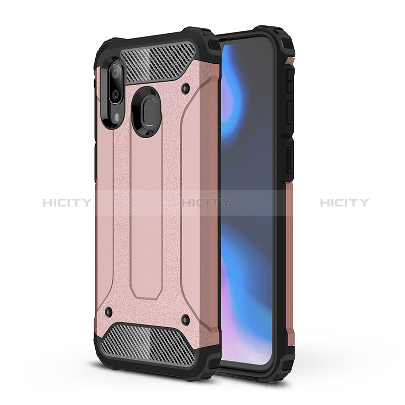 Silikon Hülle Handyhülle und Kunststoff Schutzhülle Hartschalen Tasche WL1 für Samsung Galaxy A40 Rosegold Plus