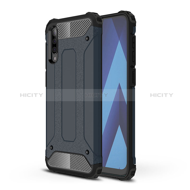 Silikon Hülle Handyhülle und Kunststoff Schutzhülle Hartschalen Tasche WL1 für Samsung Galaxy A50 Blau