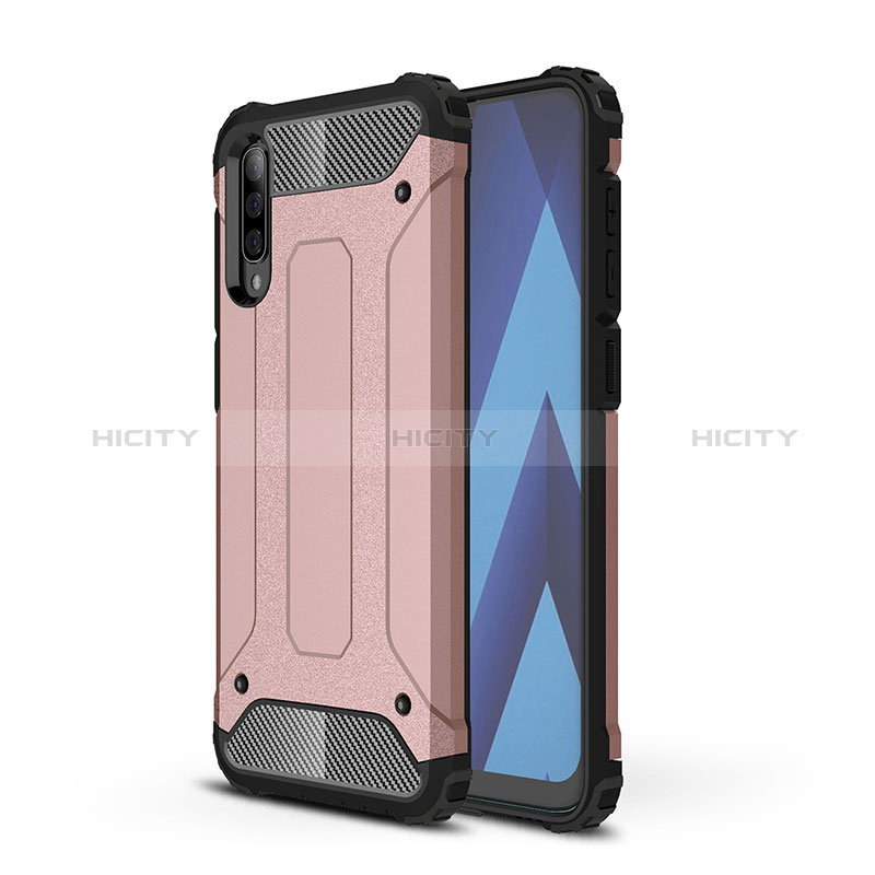 Silikon Hülle Handyhülle und Kunststoff Schutzhülle Hartschalen Tasche WL1 für Samsung Galaxy A70S Rosegold Plus