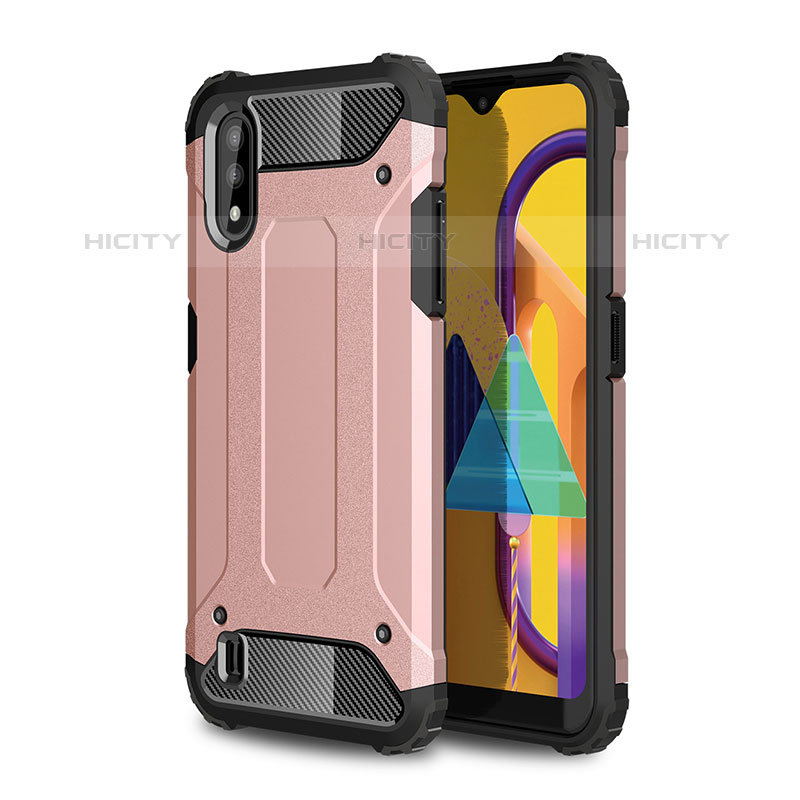 Silikon Hülle Handyhülle und Kunststoff Schutzhülle Hartschalen Tasche WL1 für Samsung Galaxy M01 Rosegold