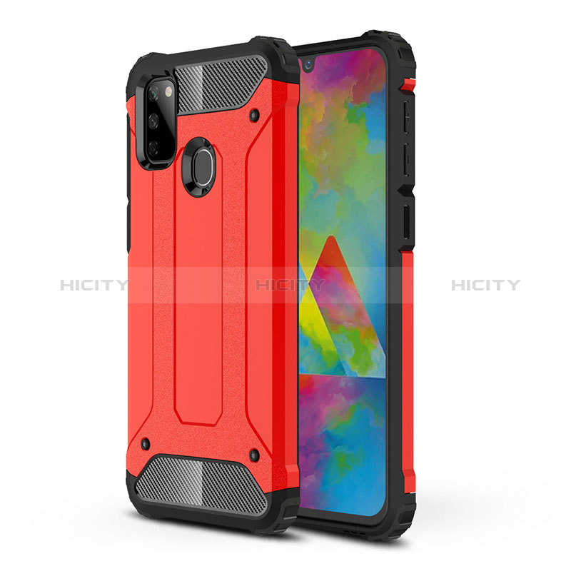 Silikon Hülle Handyhülle und Kunststoff Schutzhülle Hartschalen Tasche WL1 für Samsung Galaxy M30s Rot Plus