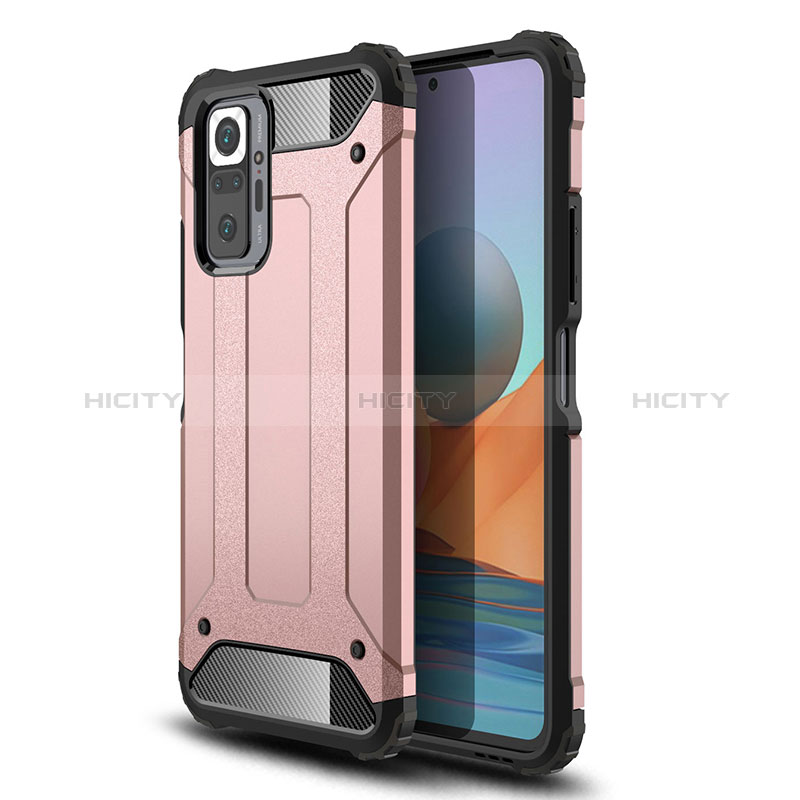 Silikon Hülle Handyhülle und Kunststoff Schutzhülle Hartschalen Tasche WL1 für Xiaomi Redmi Note 10 Pro 4G Rosegold Plus