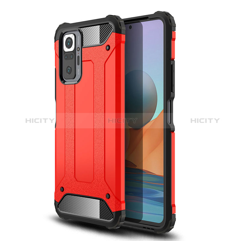 Silikon Hülle Handyhülle und Kunststoff Schutzhülle Hartschalen Tasche WL1 für Xiaomi Redmi Note 10 Pro 4G Rot Plus