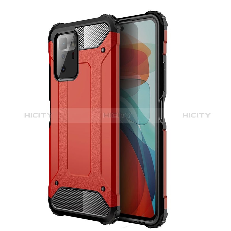 Silikon Hülle Handyhülle und Kunststoff Schutzhülle Hartschalen Tasche WL1 für Xiaomi Redmi Note 10 Pro 5G Rot Plus