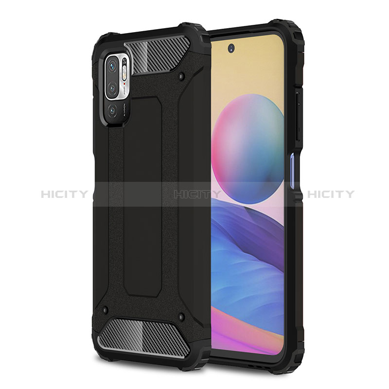 Silikon Hülle Handyhülle und Kunststoff Schutzhülle Hartschalen Tasche WL1 für Xiaomi Redmi Note 10T 5G Schwarz Plus