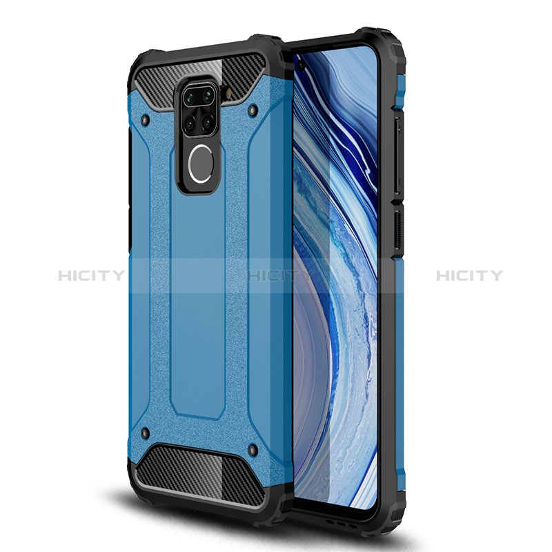 Silikon Hülle Handyhülle und Kunststoff Schutzhülle Hartschalen Tasche WL1 für Xiaomi Redmi Note 9 Blau