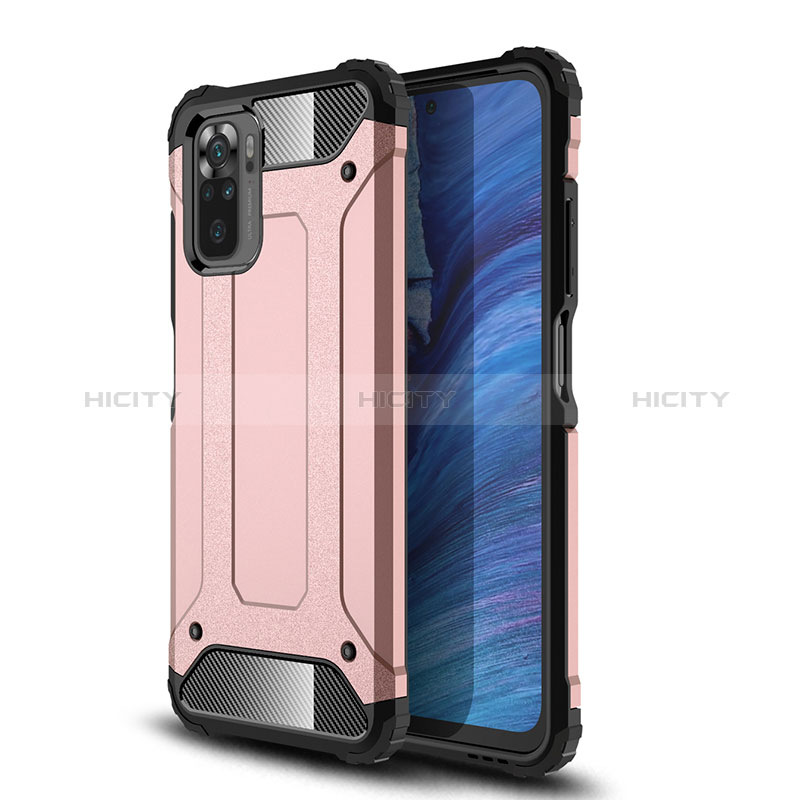 Silikon Hülle Handyhülle und Kunststoff Schutzhülle Hartschalen Tasche WL2 für Xiaomi Redmi Note 10 4G Rosegold