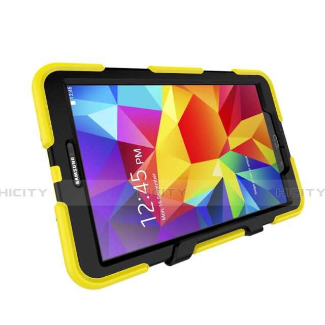 Silikon Hülle Handyhülle und Kunststoff Schutzhülle mit Ständer für Samsung Galaxy Tab A6 10.1 SM-T580 SM-T585 Gelb