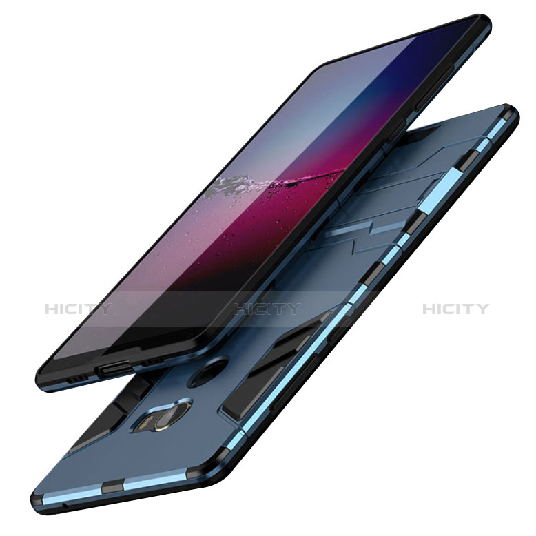 Silikon Hülle Handyhülle und Kunststoff Schutzhülle mit Ständer für Xiaomi Mi Mix Evo Blau