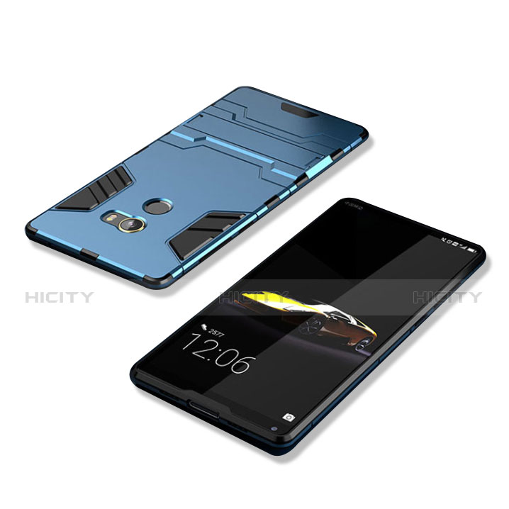 Silikon Hülle Handyhülle und Kunststoff Schutzhülle mit Ständer für Xiaomi Mi Mix Evo Blau