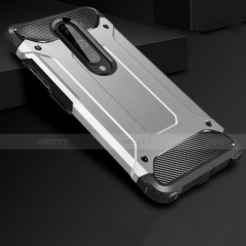 Silikon Hülle Handyhülle und Kunststoff Schutzhülle Tasche für OnePlus 8 Silber