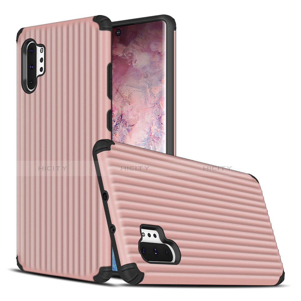 Silikon Hülle Handyhülle und Kunststoff Schutzhülle Tasche für Samsung Galaxy Note 10 Plus 5G Rosegold