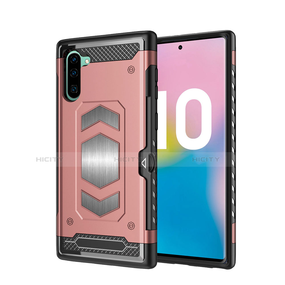 Silikon Hülle Handyhülle und Kunststoff Schutzhülle Tasche Magnetisch für Samsung Galaxy Note 10 5G Rosegold Plus