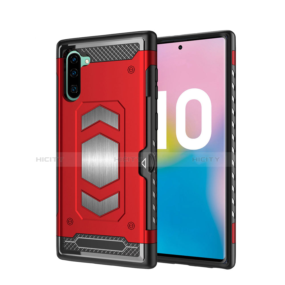 Silikon Hülle Handyhülle und Kunststoff Schutzhülle Tasche Magnetisch für Samsung Galaxy Note 10 5G Rot