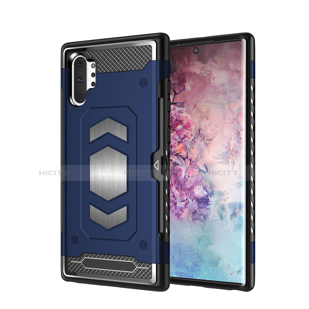 Silikon Hülle Handyhülle und Kunststoff Schutzhülle Tasche Magnetisch für Samsung Galaxy Note 10 Plus Blau Plus