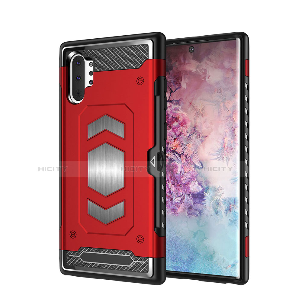 Silikon Hülle Handyhülle und Kunststoff Schutzhülle Tasche Magnetisch für Samsung Galaxy Note 10 Plus Rot Plus