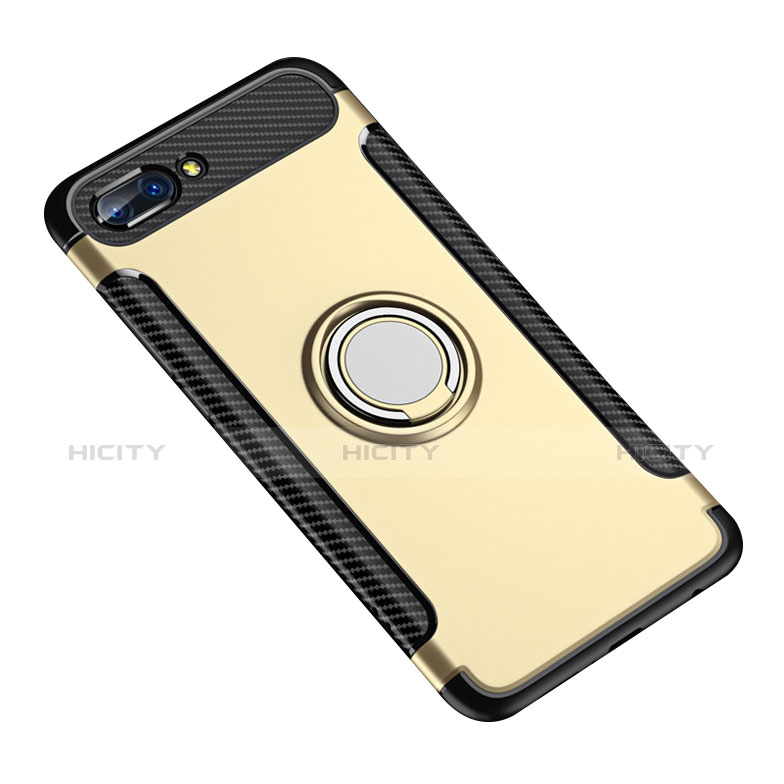 Silikon Hülle Handyhülle und Kunststoff Schutzhülle Tasche mit Fingerring Ständer für Huawei Honor 10 Gold