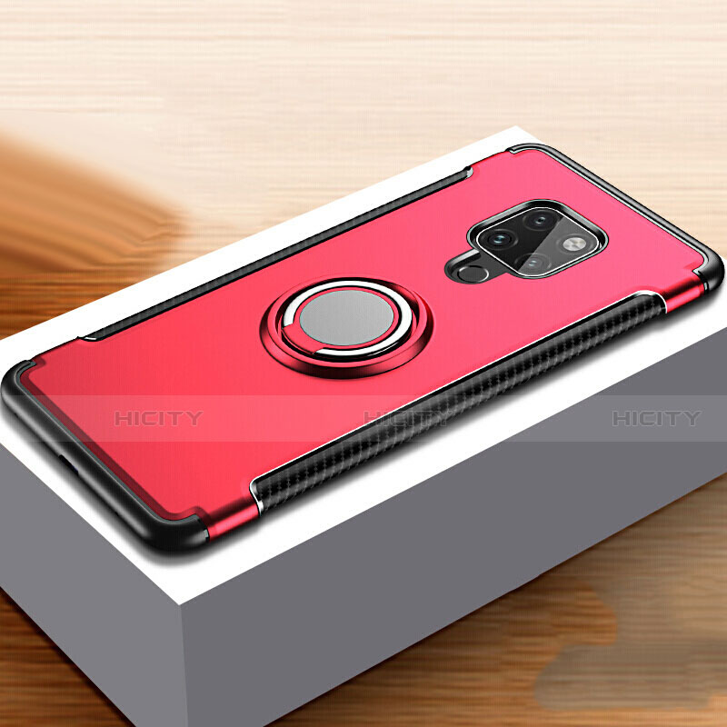 Silikon Hülle Handyhülle und Kunststoff Schutzhülle Tasche mit Fingerring Ständer für Huawei Mate 20 Rot Plus