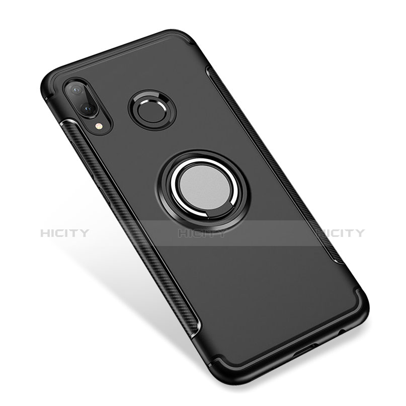 Silikon Hülle Handyhülle und Kunststoff Schutzhülle Tasche mit Fingerring Ständer für Huawei Nova 3i Schwarz Plus