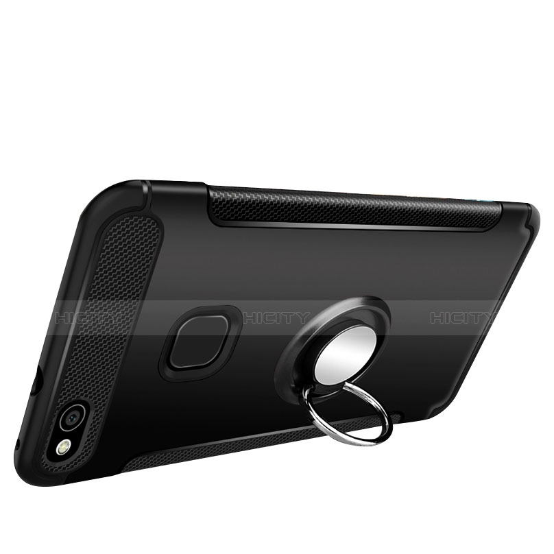Silikon Hülle Handyhülle und Kunststoff Schutzhülle Tasche mit Fingerring Ständer für Huawei P9 Lite (2017)