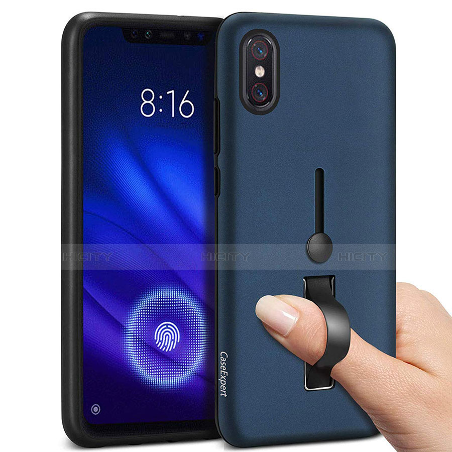 Silikon Hülle Handyhülle und Kunststoff Schutzhülle Tasche mit Fingerring Ständer für Xiaomi Mi 8 Pro Global Version