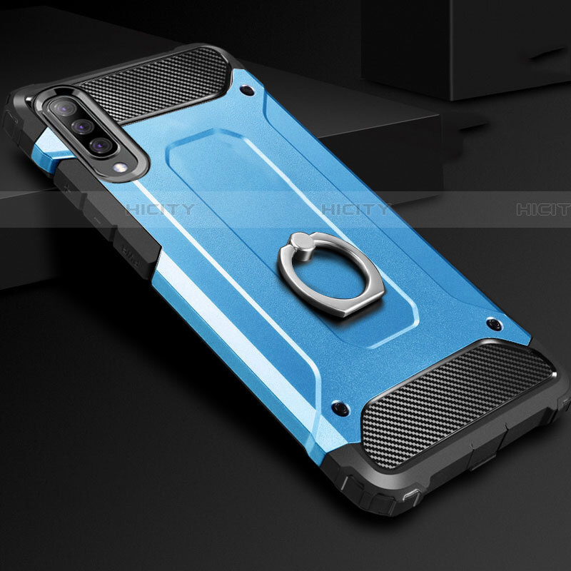 Silikon Hülle Handyhülle und Kunststoff Schutzhülle Tasche mit Fingerring Ständer H01 für Samsung Galaxy A70S