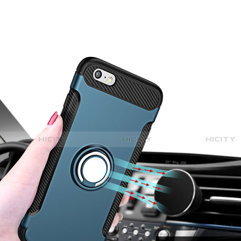 Silikon Hülle Handyhülle und Kunststoff Schutzhülle Tasche mit Fingerring Ständer S01 für Apple iPhone 7