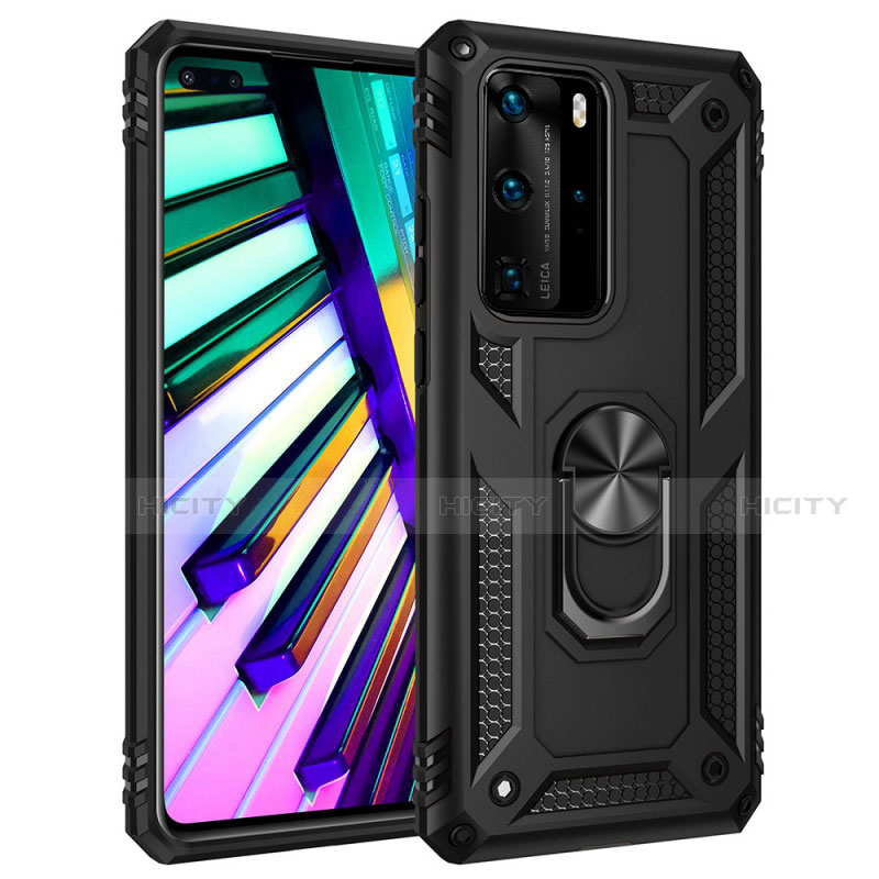 Silikon Hülle Handyhülle und Kunststoff Schutzhülle Tasche mit Magnetisch Fingerring Ständer C01 für Huawei P40 Pro