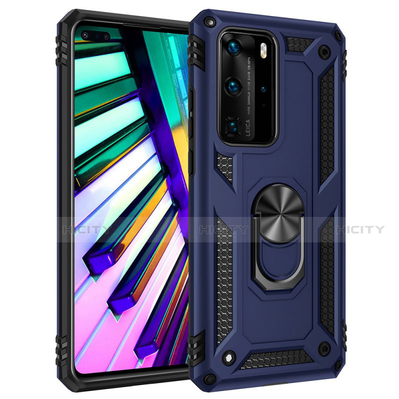 Silikon Hülle Handyhülle und Kunststoff Schutzhülle Tasche mit Magnetisch Fingerring Ständer C01 für Huawei P40 Pro