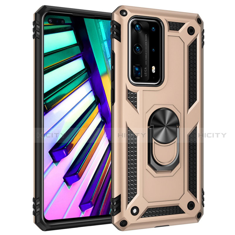 Silikon Hülle Handyhülle und Kunststoff Schutzhülle Tasche mit Magnetisch Fingerring Ständer C01 für Huawei P40 Pro+ Plus Gold Plus